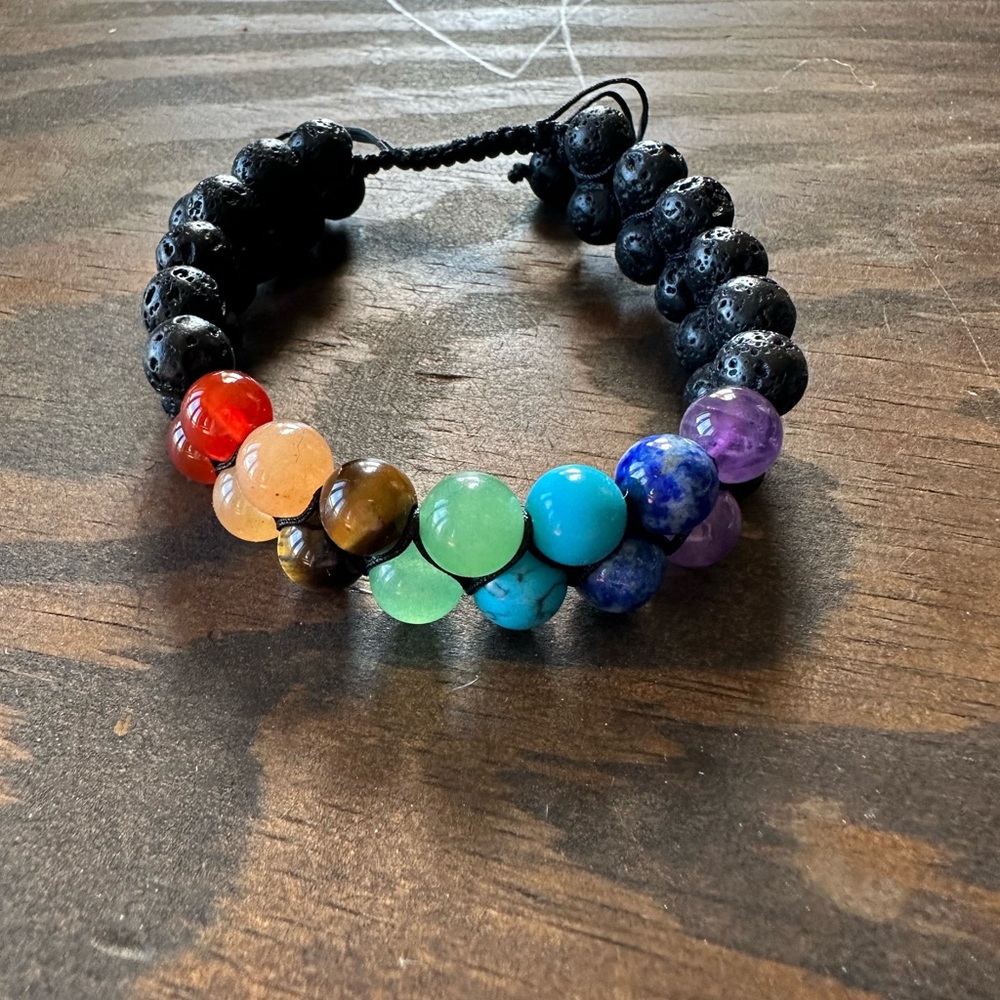 Chakra Lava Stone Adjustable Bracelet